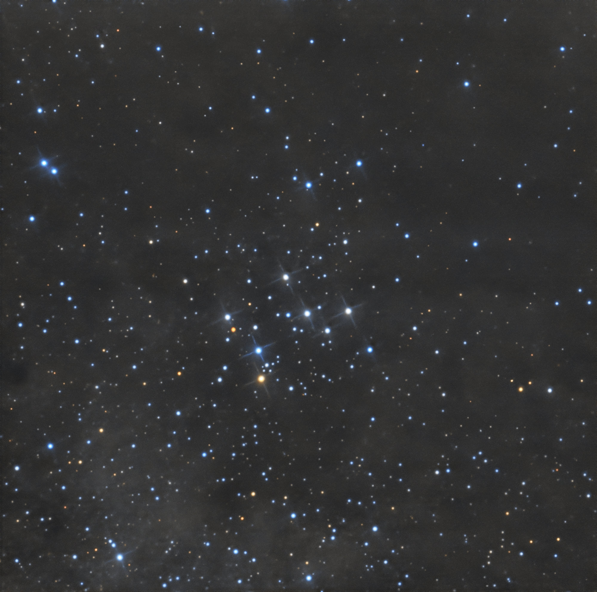 Messier 29 is a bright open star cluster with an angular extent of 7' in the center of the constellation Cygnus.